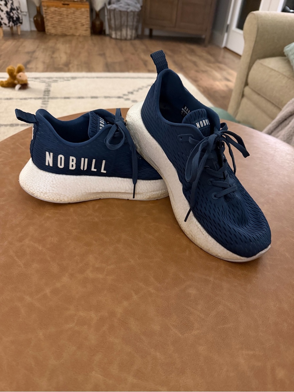 NOBULL Navy Knit Athletic Sneakers with White Soles